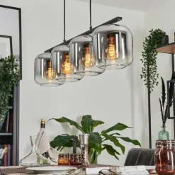 hofstein Suspension - Verre Lauden Clair, Fumé, 4 lumières