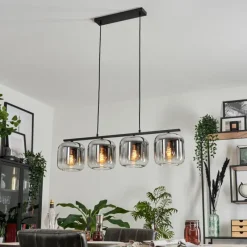 hofstein Suspension - Verre Lauden Clair, Fumé, 4 lumières