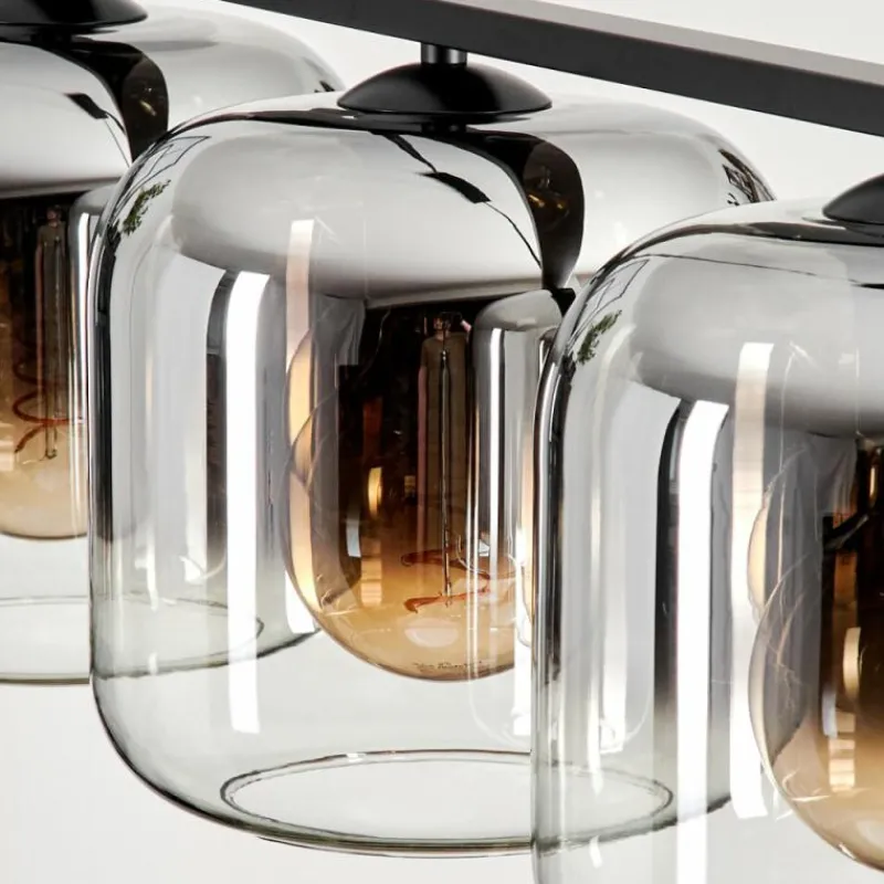 hofstein Suspension - Verre Lauden Chrome, Clair, Fumé, 4 lumières