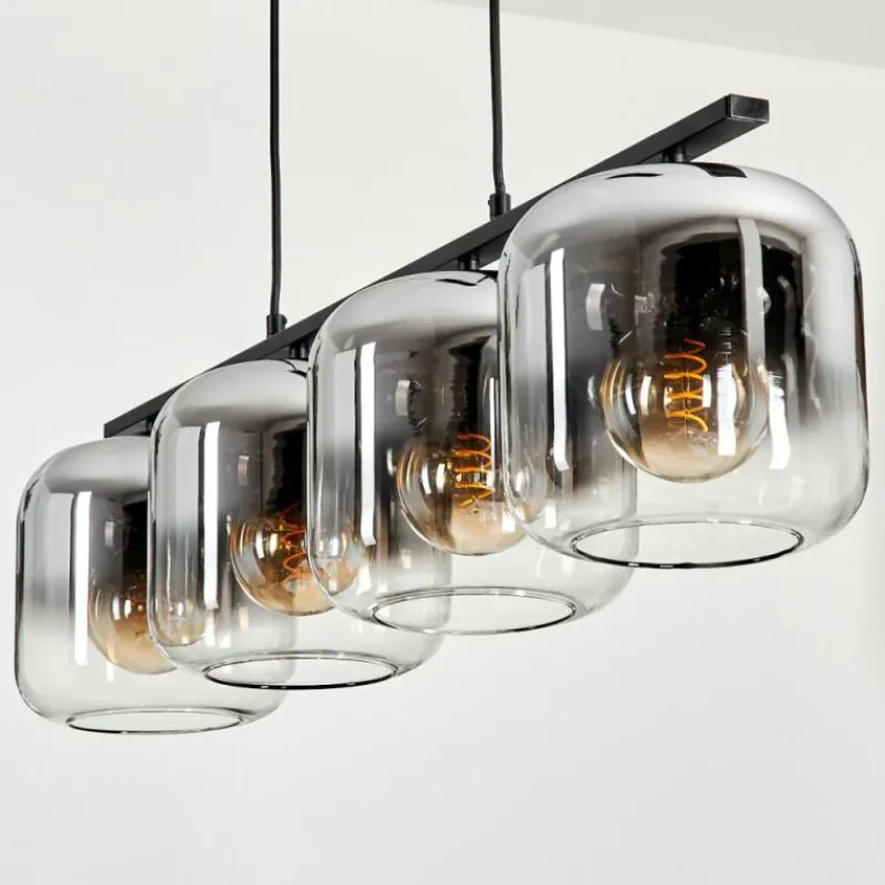 hofstein Suspension - Verre Lauden Chrome, Clair, Fumé, 4 lumières