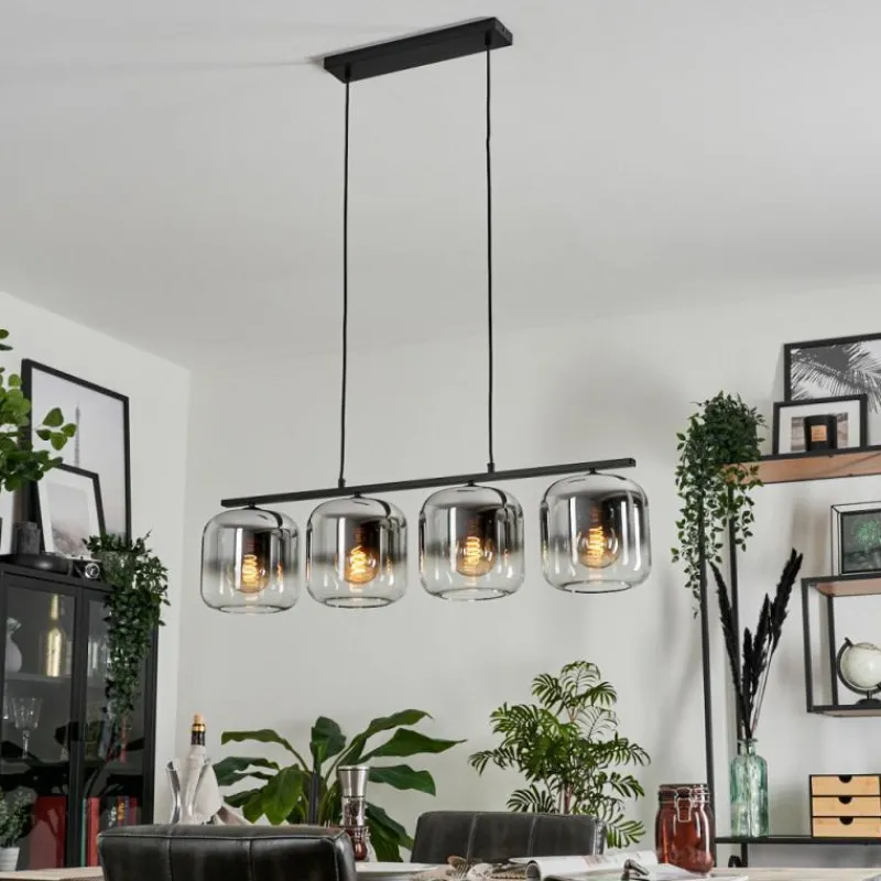 hofstein Suspension - Verre Lauden Chrome, Clair, Fumé, 4 lumières