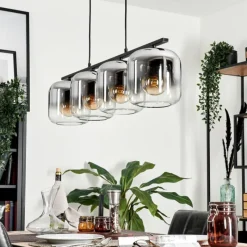 hofstein Suspension - Verre Lauden Chrome, Clair, Fumé, 4 lumières