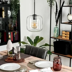 hofstein Suspension - Verre Lauden Clair, 1 lumière