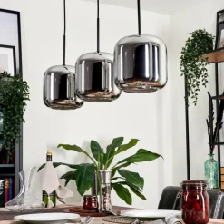 hofstein Suspension - Verre Lauden Chrome, Fumé, 3 lumières