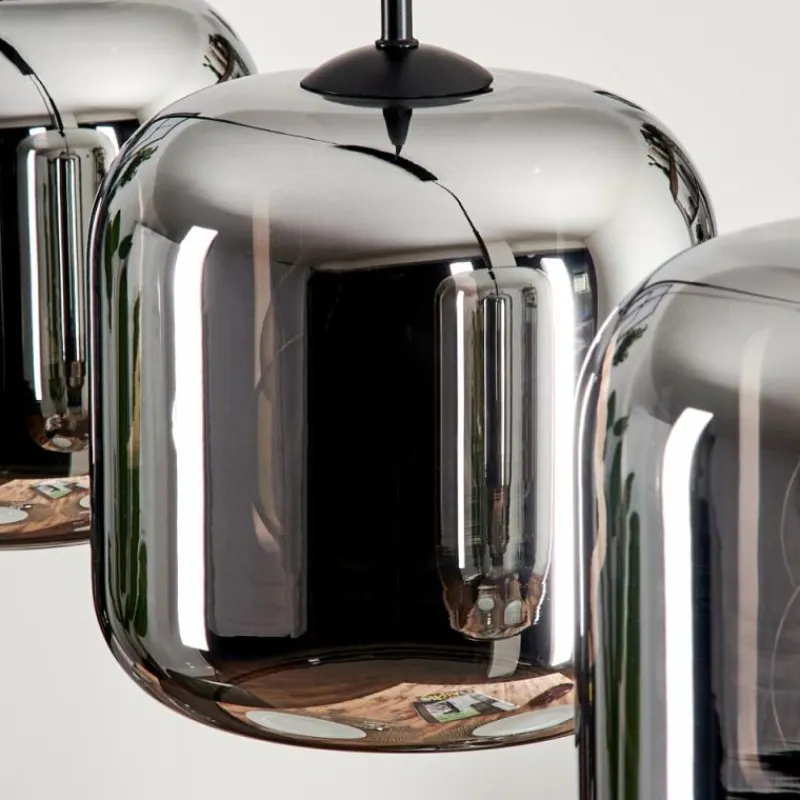 hofstein Suspension - Verre Lauden Chrome, Fumé, 3 lumières