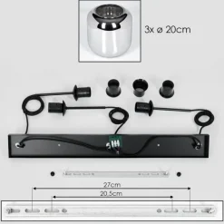 hofstein Suspension - Verre Lauden Chrome, Fumé, 3 lumières