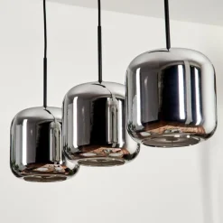 hofstein Suspension - Verre Lauden Chrome, Fumé, 3 lumières