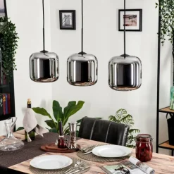 hofstein Suspension - Verre Lauden Chrome, Fumé, 3 lumières