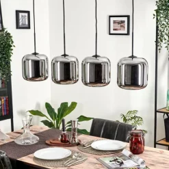 hofstein Suspension - Verre Lauden Chrome, Fumé, 4 lumières