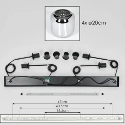 hofstein Suspension - Verre Lauden Chrome, Fumé, 4 lumières