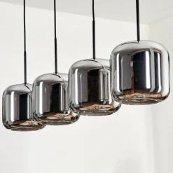 hofstein Suspension - Verre Lauden Chrome, Fumé, 4 lumières