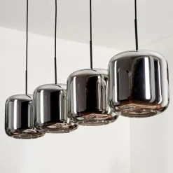 hofstein Suspension - Verre Lauden Chrome, Fumé, 4 lumières