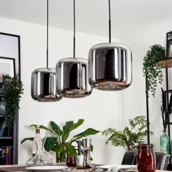 hofstein Suspension - Verre Lauden Chrome, Fumé, 3 lumières