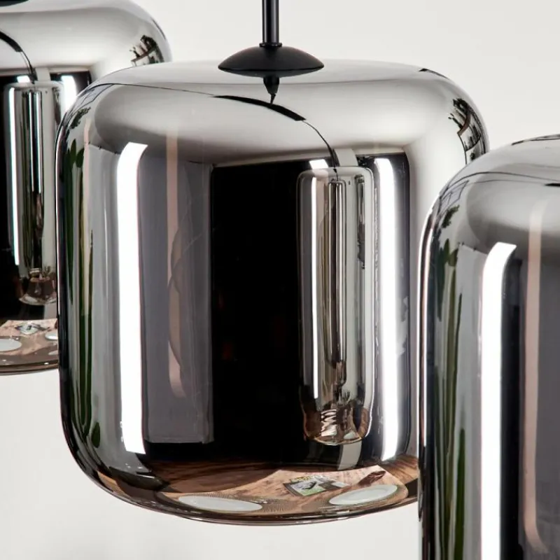 hofstein Suspension - Verre Lauden Chrome, Fumé, 3 lumières