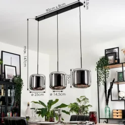 hofstein Suspension - Verre Lauden Chrome, Fumé, 3 lumières