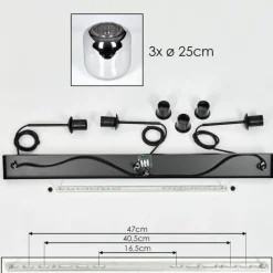 hofstein Suspension - Verre Lauden Chrome, Fumé, 3 lumières