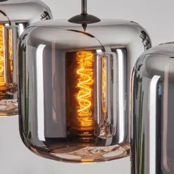 hofstein Suspension - Verre Lauden Chrome, Fumé, 3 lumières