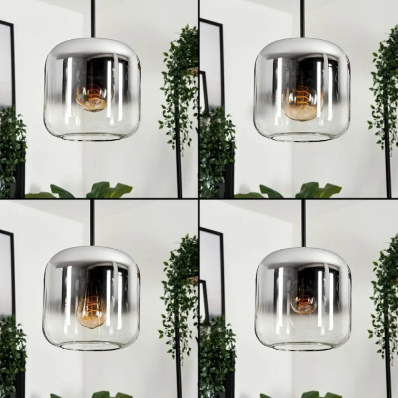 hofstein Suspension - Verre Lauden Chrome, Clair, Fumé, 3 lumières