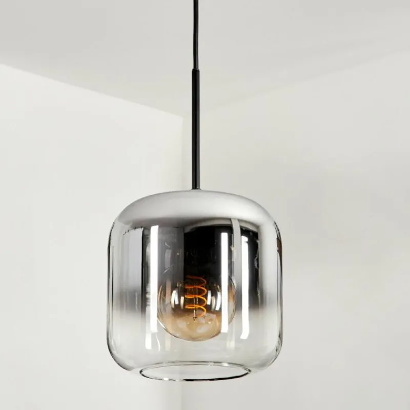 hofstein Suspension - Verre Lauden Chrome, Clair, Fumé, 3 lumières