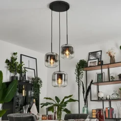 hofstein Suspension - Verre Lauden Chrome, Clair, Fumé, 3 lumières