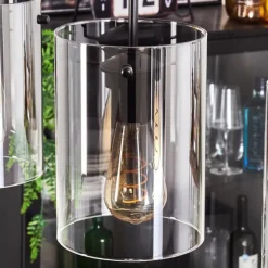 hofstein Suspension - Verre Parane Clair, Fumé, 3 lumières