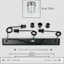 hofstein Suspension - Verre Parane Clair, Fumé, 3 lumières