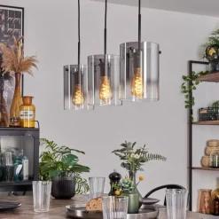 hofstein Suspension - Verre Parane Clair, Fumé, 3 lumières