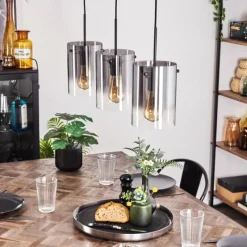 hofstein Suspension - Verre Parane Clair, Fumé, 3 lumières