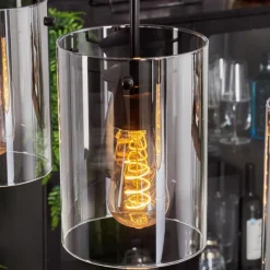 hofstein Suspension - Verre Parane Clair, Fumé, 5 lumières