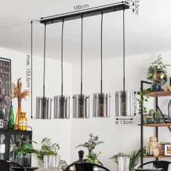 hofstein Suspension - Verre Parane Fumé, 5 lumières