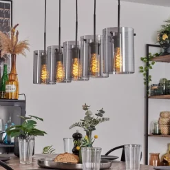 hofstein Suspension - Verre Parane Fumé, 5 lumières