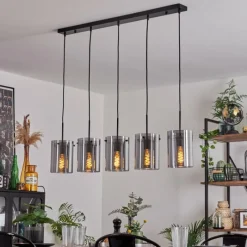 hofstein Suspension - Verre Parane Fumé, 5 lumières