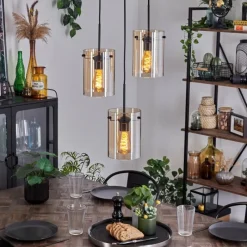 hofstein Suspension - Verre Parane Ambre, 3 lumières