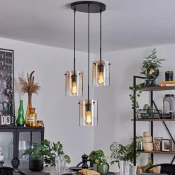 hofstein Suspension - Verre Parane Ambre, Clair, 3 lumières