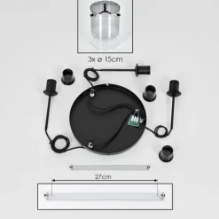 hofstein Suspension - Verre Parane Clair, Fumé, 3 lumières