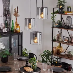 hofstein Suspension - Verre Parane Clair, Fumé, 3 lumières