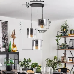 hofstein Suspension - Verre Parane Clair, Fumé, 3 lumières