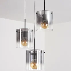 hofstein Suspension - Verre Parane Clair, Fumé, 3 lumières