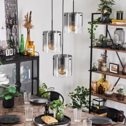 hofstein Suspension - Verre Parane Clair, Fumé, 3 lumières