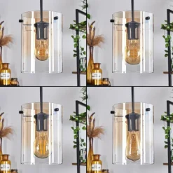 hofstein Suspension - Verre Parane Ambre, Clair, 5 lumières