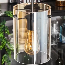 hofstein Suspension - Verre Parane Ambre, Clair, 5 lumières
