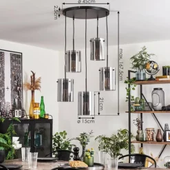 hofstein Suspension - Verre Parane Fumé, 5 lumières