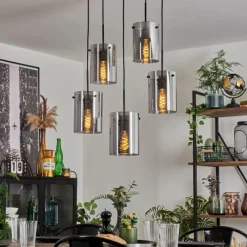 hofstein Suspension - Verre Parane Fumé, 5 lumières