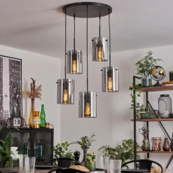 hofstein Suspension - Verre Parane Fumé, 5 lumières