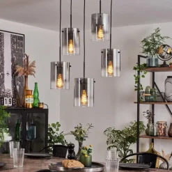 Suspension Verre Fumé-hofstein Suspension - Verre Parane Clair, Fumé, 5 lumières