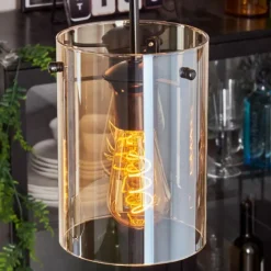 hofstein Suspension - Verre Parane Ambre, 5 lumières