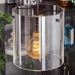 hofstein Suspension - Verre Parane Clair, Fumé, 5 lumières