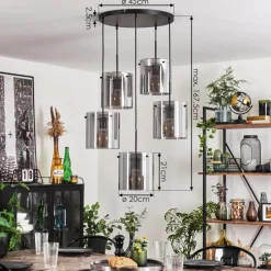 hofstein Suspension - Verre Parane Fumé, 5 lumières