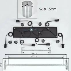hofstein Suspension - Verre Parane Fumé, 6 lumières