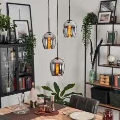 hofstein Suspension - Verre Vevino Chrome, Fumé, 3 lumières